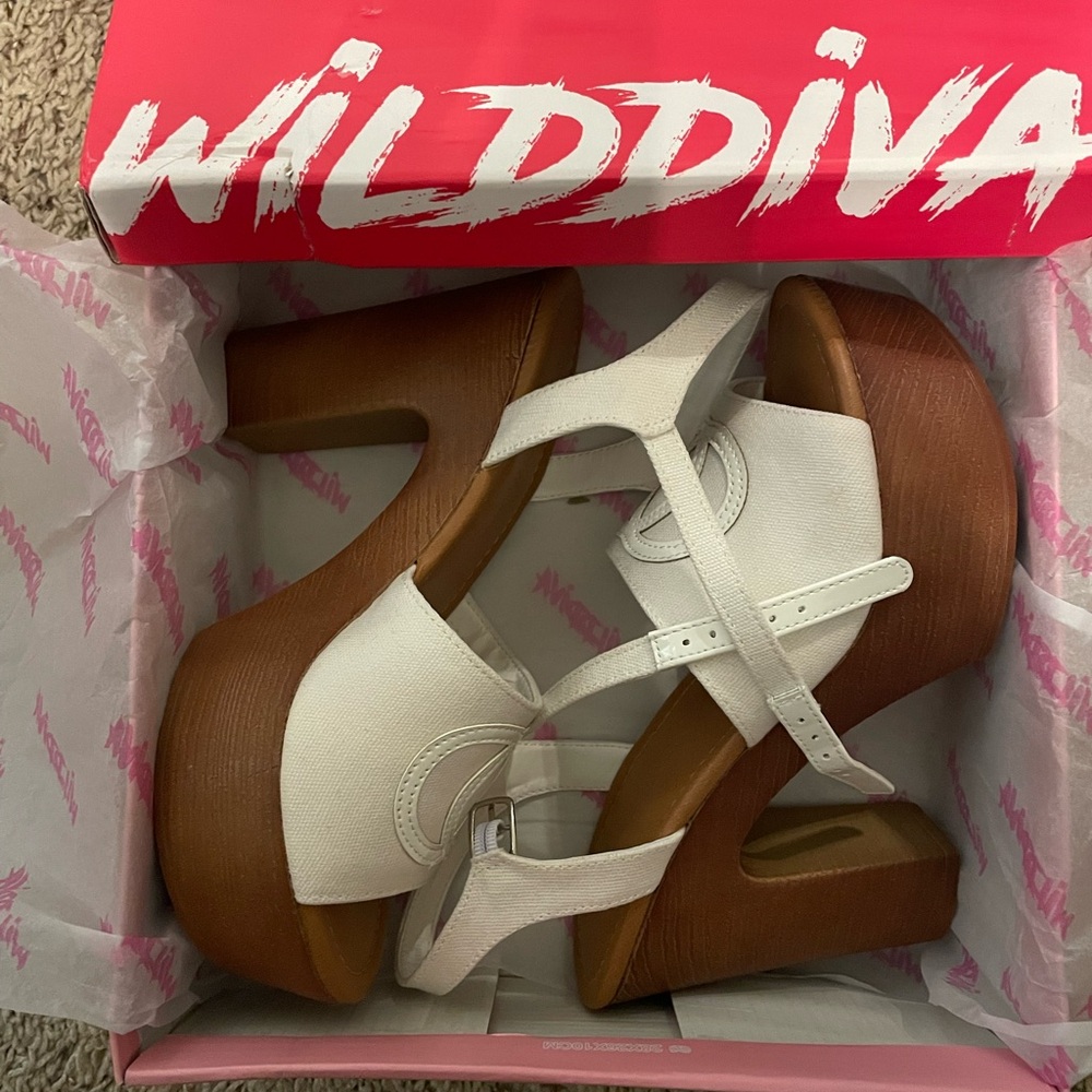 Wild Diva White Platform Sandals